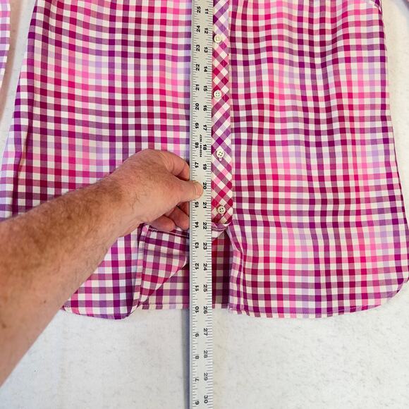 Talbots Button Shirt Woman's Small Long Sleeve Pink Purple Plaid All Cotton - Picture 7 of 10